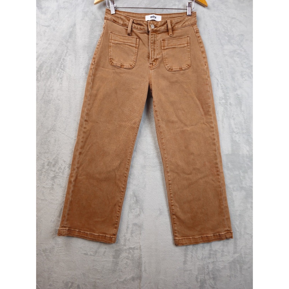 Mica Jeans Women's 27 Brown Dark Wash High Rise Baggy Wide Leg Jeans Stretch